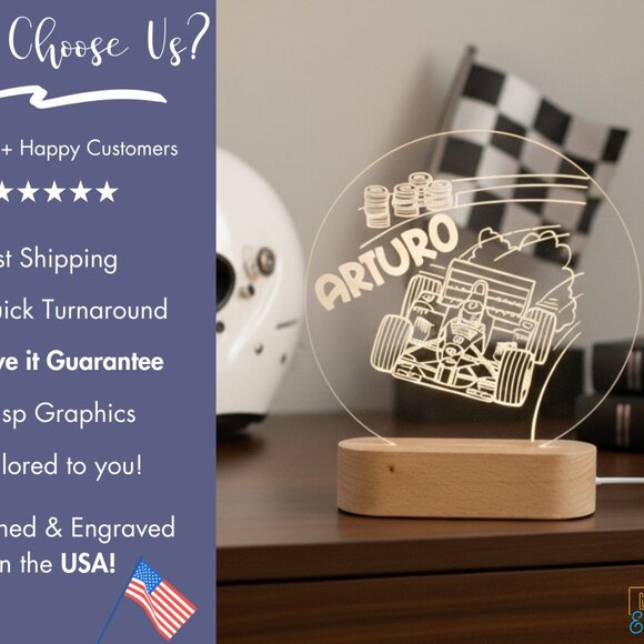 Personalized Go-Kart Night Light – Custom LED Lamp for Racing Fans - Picture 4 of 8